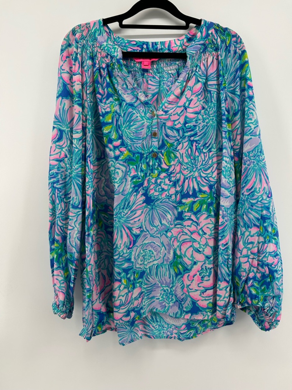 Lilly Pulitzer silk Elsa Blouse In Full Bloom pattern